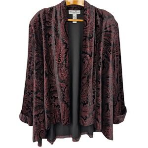 Vintage‎ Another Thyme Women's 32W Black Red Velvet Paisley Glitter Jacket